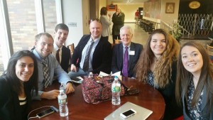 From left to right; Jenna Kirby, Marc Trotochaud, Kevin O'Brien, Perry Goldman, Dr. Pollock, Mcaire Machado, and Emily Marr.