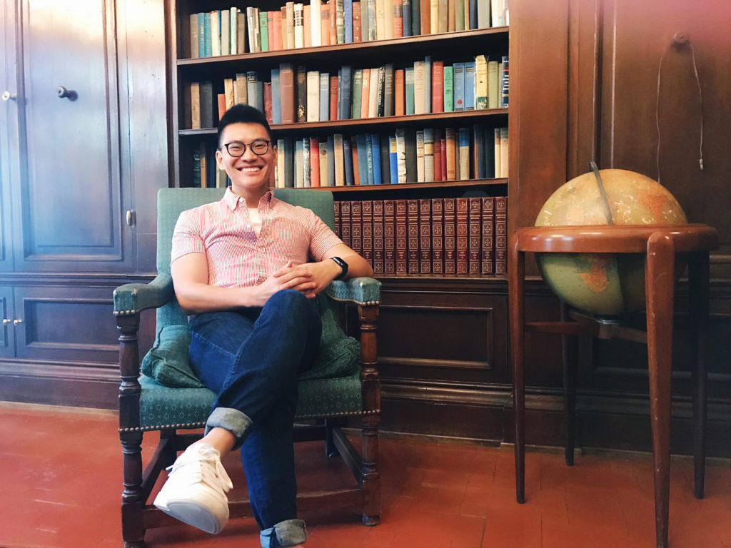 man sitting in study