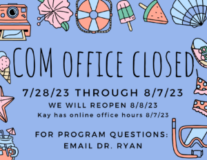 Holiday closure week of July 31, 2023